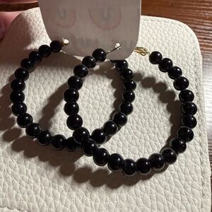 Zenzii Black Glass Beaded Hoop Earrings